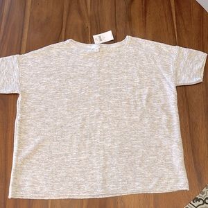 Light gray J.Jill cotton/poly SS sweater, NWT.